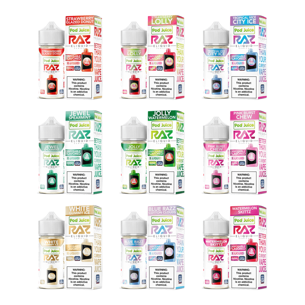 Pod Juice plus RAZ Disposables Collab E-Liquid 100mL - Freebase - MOQ 5 - Image 65