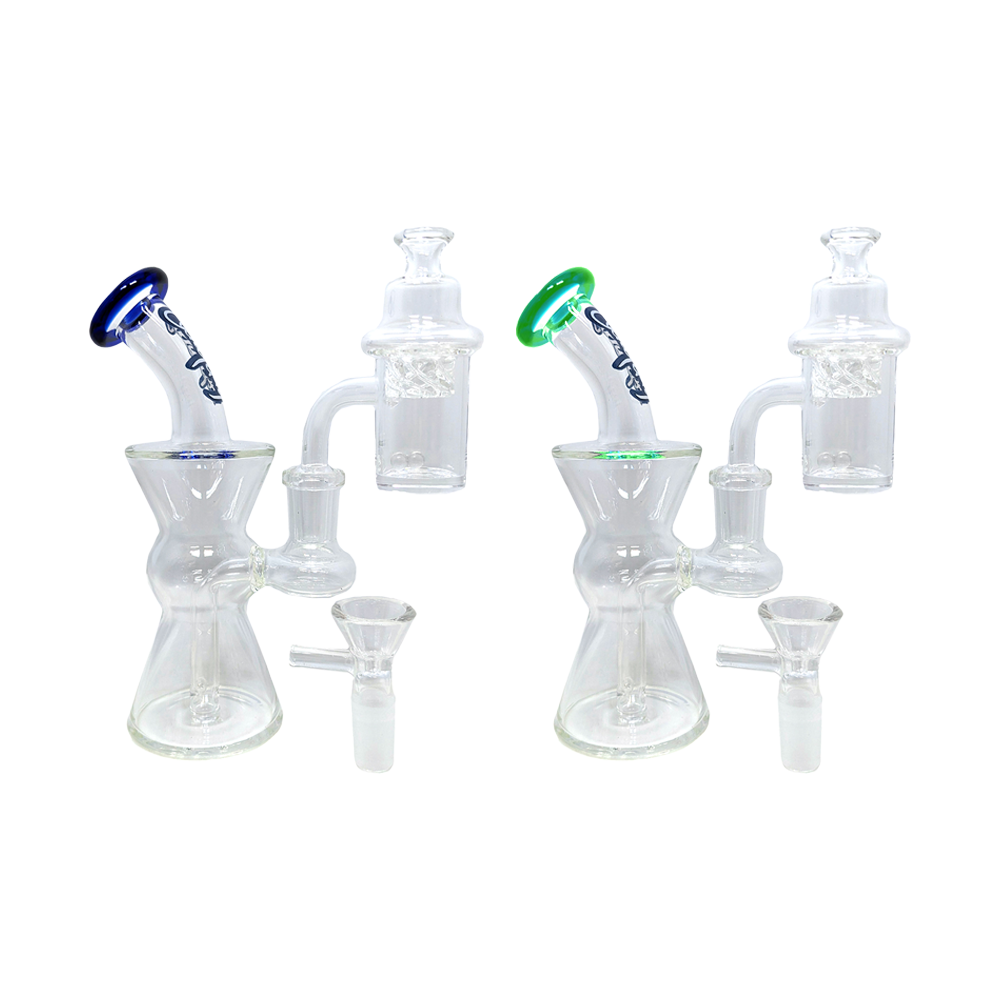 Dogg Lbs (Water Pipe) DLWP0031-0032 6" Everyday Mini Rig Hourglass Box Set with Banger & Carb Cap