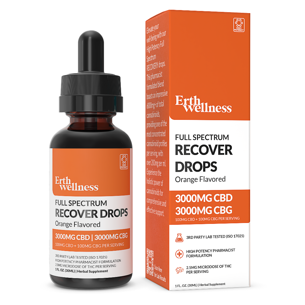 ERTH (CBD)(Tincture)(3000mg 30mL) Full Spectrum High Potency CBD + CBG Recovery Drops - Image 2